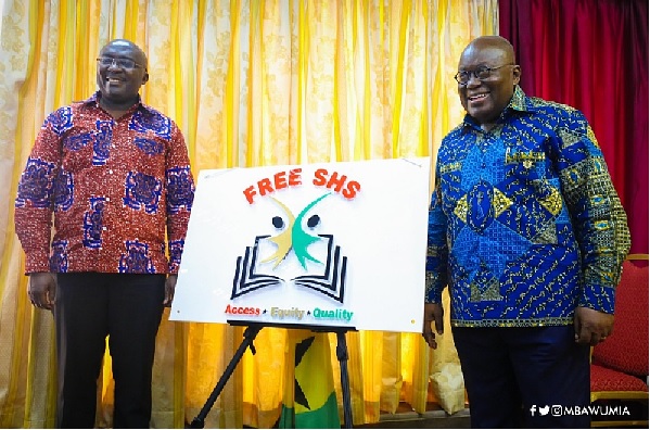 President Akufu-Addo (right) and Dr Mahamudu Bawumia during the unveiling of the Free SHS policy in 2017