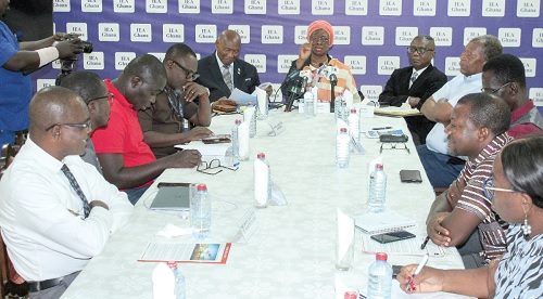 Sophia Akuffo (middle), former Chief Justice, making a  presentation. Picture: ERNEST KODZI