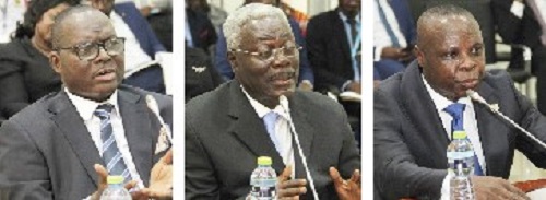 Justice Henry Anthony Kwofie. Pictures: NANA KONADU AGYEMAN, Justice Yaw Asare Darko , Justice Richard Agyei Frimpong