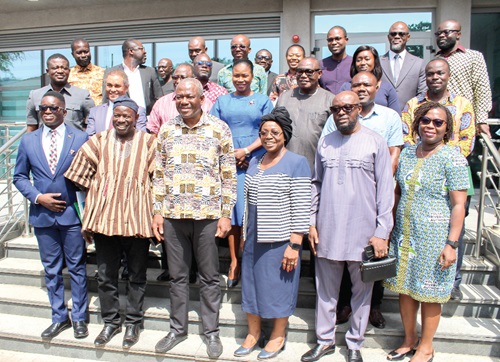 Samuel Kofi  Ahiave Dzamesi (3rd from left), CEO, Bui Power Authority, with Dr Rebecca Aquaah-Arhin (3rd from right), Board Member, Bui Power Authority, and other dignitaries and participants after the meeting. Picture: ERNEST KODZI