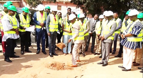 Apostle Yeboah performing the sod-cutting ceremony 