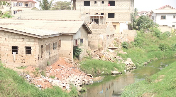  Some buildings built close to the Kordor River at Tse Addo, Zion Down, La. Pictures: ELVIS NII NOI DOWUONA