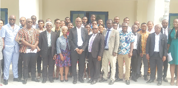  Dr Alfred Doku (arrowed), President, Ghana Society of Cardiology, with some of the members 