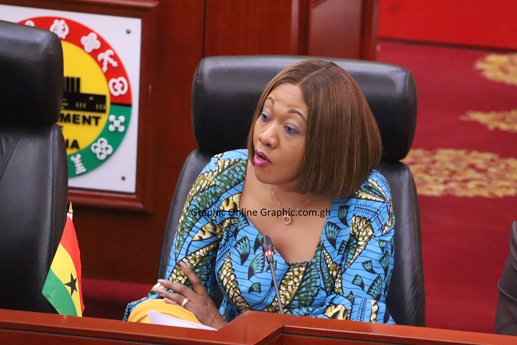 Mrs Jean Mensa, Chairperson of the Electoral Commission, speaking in the Chamber of Parliament in Accra