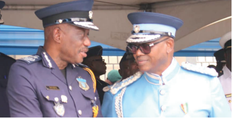 Iddrisu Iddisah Seidu (left), the acting Commissioner of Customs, interacting with Julius Aweya Kantum, the Tema Sector Commander, at the ceremony. Picture: DELLA RUSSEL OCLOO