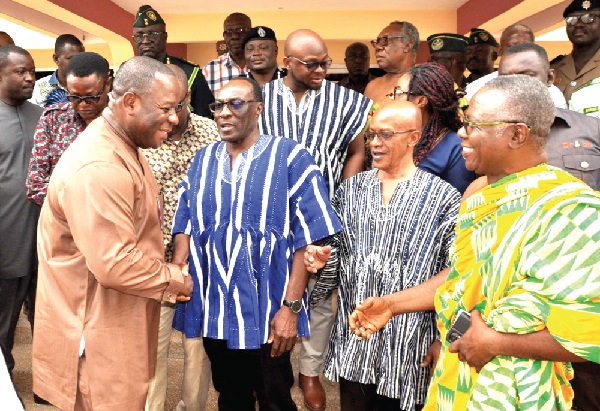 Lord Commey (left) interacting with Togbe Teprehodo (3rd from right) and other members of the VRHC