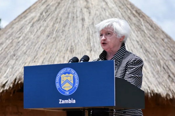 US Treasury Secretary Janet Yellen says "it’s taken far too long" to resolve Zambia's debt issue [Namukolo Siyumbwa/Reuters]