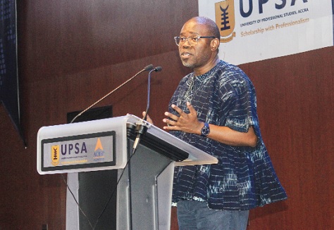 Prof. Letlhokwa George Mpedi, Vice-Chancellor, University of Johannesburg, South Africa, delivering his lecture. Picture: ERNEST KODZI