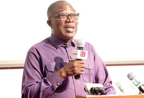 Ivan Abubakar Avereyireh (left), former President, Ghana Insurance Agency, speaking at the launch of the celebration. Picture: ELVIS NII NOI DOWUONA