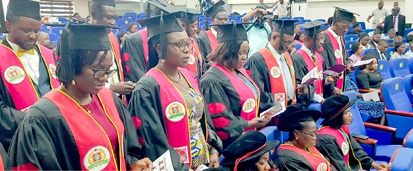 Some new members being inducted into the Ghana College of Pharmacists.  Picture: ERNEST KODZI