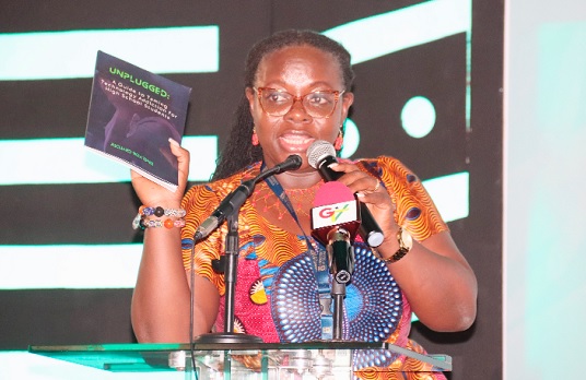 Prof. Nana Aba Appiah Amfo, Vice-Chancellor, University of Ghana, launching one of the online textbooks. Picture: ELVIS NII NOI DOWUONA