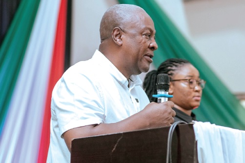 John Mahama (left), NDC flag bearer, addressing members of the tertiary students wing of the party