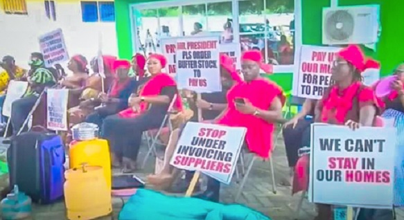 Some of the members of the Food Suppliers Association at the forecourt of the National Buffer Stock Company