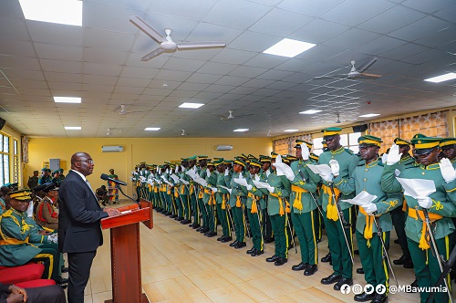 Vice-President Dr Mahamudu Bawumia addressing the newly passed out officers
