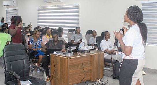 Lily Dzamesi, Women Inclusion Activist, speaking at the programme. Picture: ERNEST KODZI