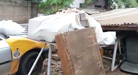 Acheampong’s baking equipment packed outside after the demolition 
