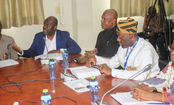 Samuel Essel (left), Director of Finance and Administration, GCGL, answering questions at the Public Accounts Committee sitting in Accra. With him is Ato Afful (middle), MD, GCGL, and Kojo Oppong Nkrumah (right), Minister of Information. Picture: ERNEST KODZI