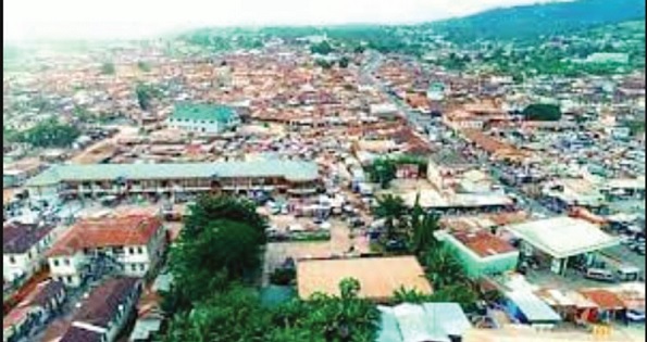 Aerial view of Asamankese town