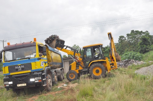 The evacuation exercise in progress at Sokode-Gbogame