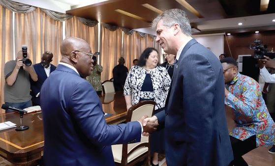 President Akufo-Addo (left) welcoming Eli Cohen, Israeli Foreign Minister, to the Jubilee House
