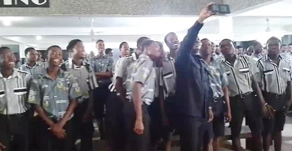 Rev. John Ntim Fordjour, a Deputy Minister of Education, psyches final year students of Adisadel College for WAEC examinations
