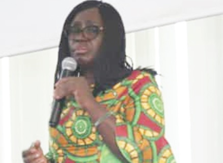 Gifty Twum Ampofo (right), a Deputy Minister of Education, addressing the participants in the event