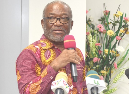 Dr Kingsley Mickey Aryee (inset), Registrar of the Veterinary Council of Ghana, speaking at the launch of  this year’s Food Safety Month in Accra. Picture: EMMANUEL QUAYE 