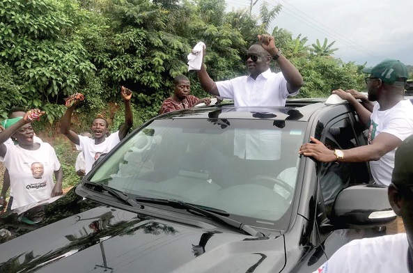 James Gyakye Quayson (arrowed) receiving cheers from the constituents