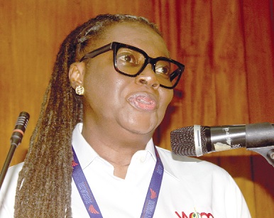 Dr Georgette B. Sakyi-Addo (inset), President, Women in Mining Ghana, addressing participants in the annual conference. Picture: ESTHER ADJORKOR ADJEI