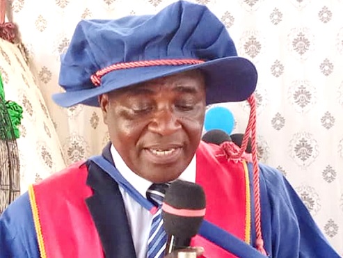 Dr Erasmus K. Norviewu-Mortty, Principal of Saint Vincent College of Education, addressing the graduates