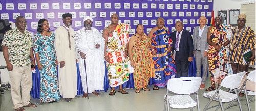  Nana Dr Susubiribi Krobea Asante (middle),  Omanhene, Asante Asokore, with Togbe Tepre Hodo IV (2nd from right), President of Volta Regional House of Chiefs, Odeefuo Amankwa Buadu VII (5th from left), President, Central Regional House of Chiefs, Nuumo Gbelenfo III (4th from left), Osu Gua Wulomo, and other dignitaries