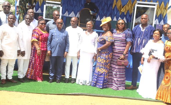 Nutifafa Abla Kwawukume (arrowed), Headmistress of Zion College and some guests after the ceremony