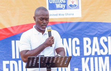 Felix Kissiedu- Addi (inset), Executive Director, United Way Ghana, speaking at the event  