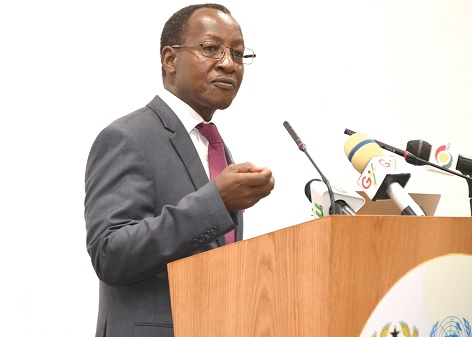 Eliphas Barine, Kenyan High Commissioner to Ghana, delivering the keynote address at the 2023 United Nations/African Union Public Service Day event in Accra. Picture: EBOW HANSON