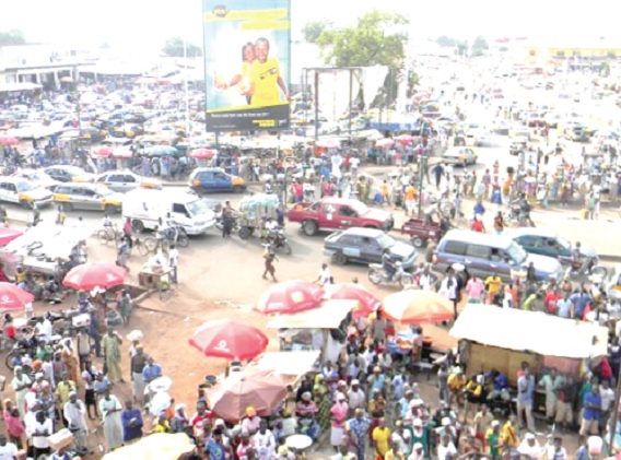 Aerial view of the business area of the Assin North Constituency