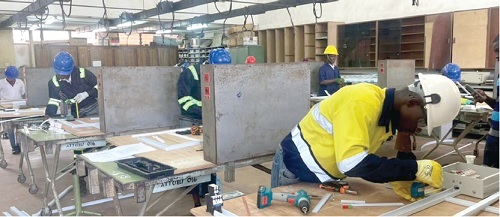 Some of the contestants during the electrical installation session