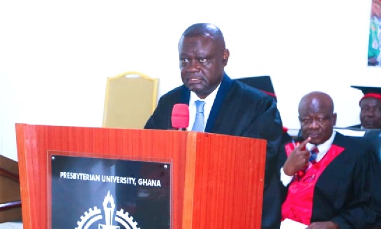 • Prof. Ebenezer Oduro Owusu administering the matriculation oath to the students 