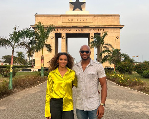 Jamaica’s Asafa Powell and Ghanaian wife on holidays in Ghana