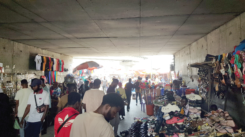 Brisk business in the tunnel meant for pedestrians. Picture: ERNEST KODZI