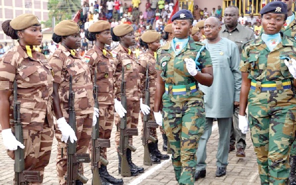 • Simon Osei Mensah (arrowed), Ashanti Regional Minister, inspecting the parade, during the Independence Day celebration held at the Jubilee Park in Kumasi. Pictures: EMMANUEL BAAH