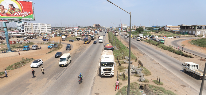 An aerial view of the Ashaiman end of the Tema-Accra Motorway