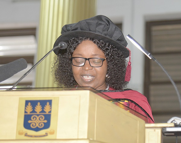 Prof. Charity Sylvia Akotia, delivering the lecture at the University of Ghana’s 75th Anniversary Inaugural Lecture last Thursday.