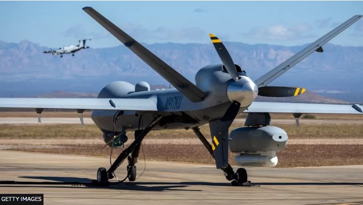 Reaper drones are full-size aircraft designed for high-altitude reconnaissance and surveillance