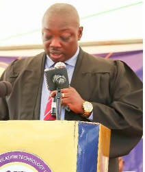 • Prof. Emmanuel Afoakwa (inset) addressing the students during the matriculation