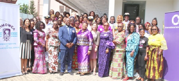 Irene Messiba (5th from left) with the delegates of the various Women Association's in the Maritime sector at the event. With is Capt. Dallas Laryea (4th from left), IMO's Regional Representative for West and Central Africa. PIX: DELLA RUSSEL OCLOO