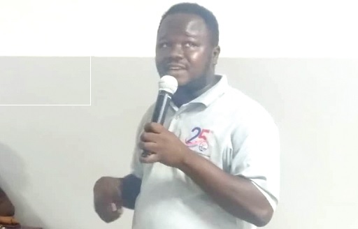• Abdulai Ikililu (inset), Complaint Resolution Officer, PURC, making a presentation during the event