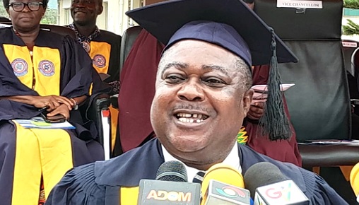 • Prof. David Kofi Essumang addressing last Saturday’s  matriculation ceremony. Below: the matriculants