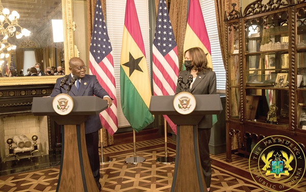 President Akufo-Addo at the meeting with US Vice-President Kamala Harris