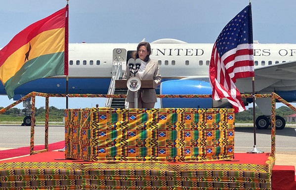 US VP Kamala Harris lands in Ghana to commence three-day state visit