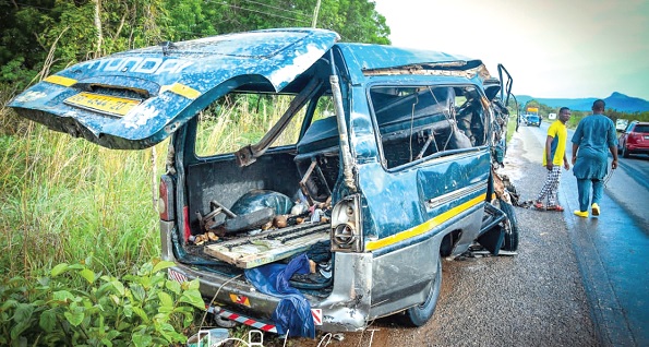 • The wreckage after the accident around Akuse